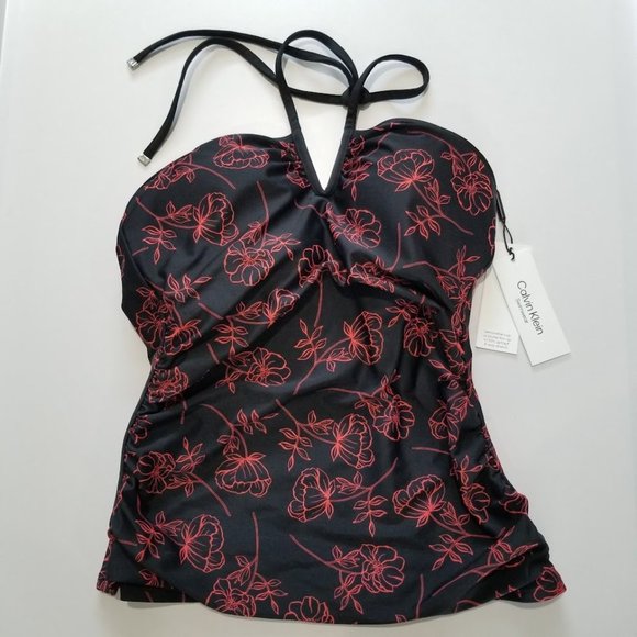 Calvin Klein V Wire Bandeau Halter Tankini Top Size Large - Picture 5 of 10